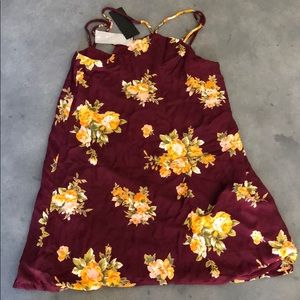 Burgundy Yellow Floral Dress